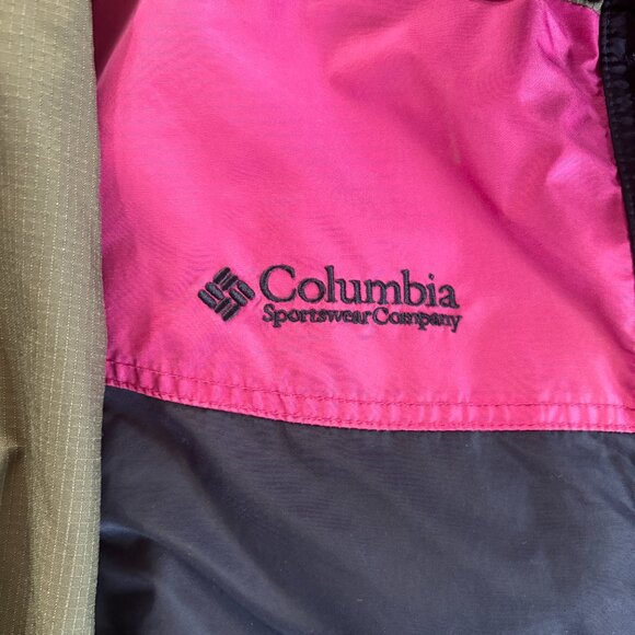 VTG COLUMBIA Ski Jacket Womens L Color Block Williwaw 90s Nylon Parka Blue Pink - Picture 10 of 11